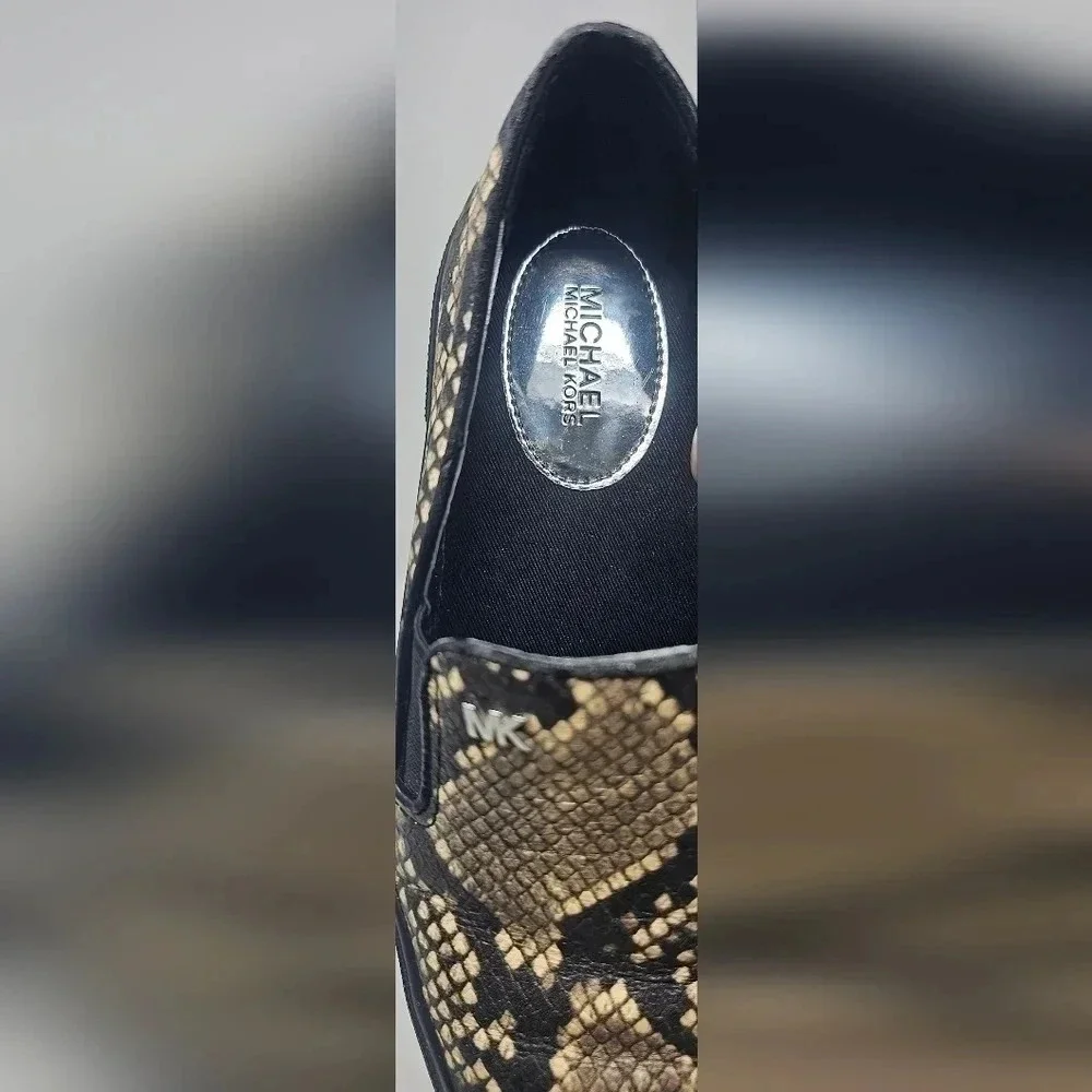 Michael Kors Women's Black Snake Python Keyton Loafer Slide On Size 6.5